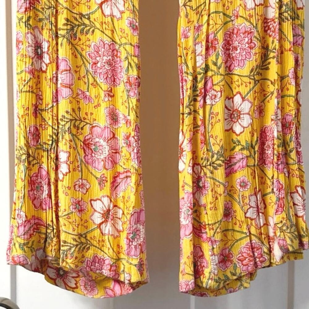 Billabong Split Spirit Floral Wide Leg Pants Golden Peach Womens Small - Picture 8 of 11